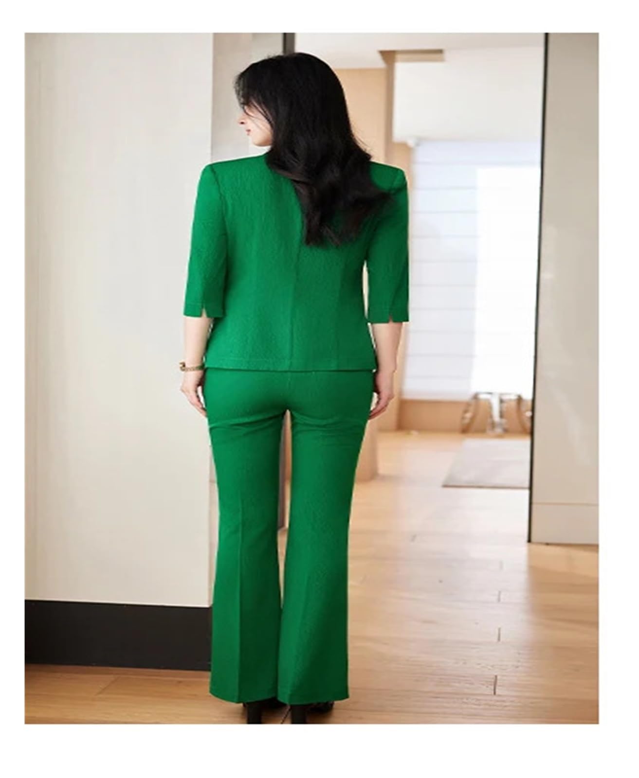 Elegante Conjunto de Dos Piezas pantalón Manga Larga y Corte Entallado con Doble Botonadura for Oficina Mujer para Negocios, Trabajo, Oficina, Formal