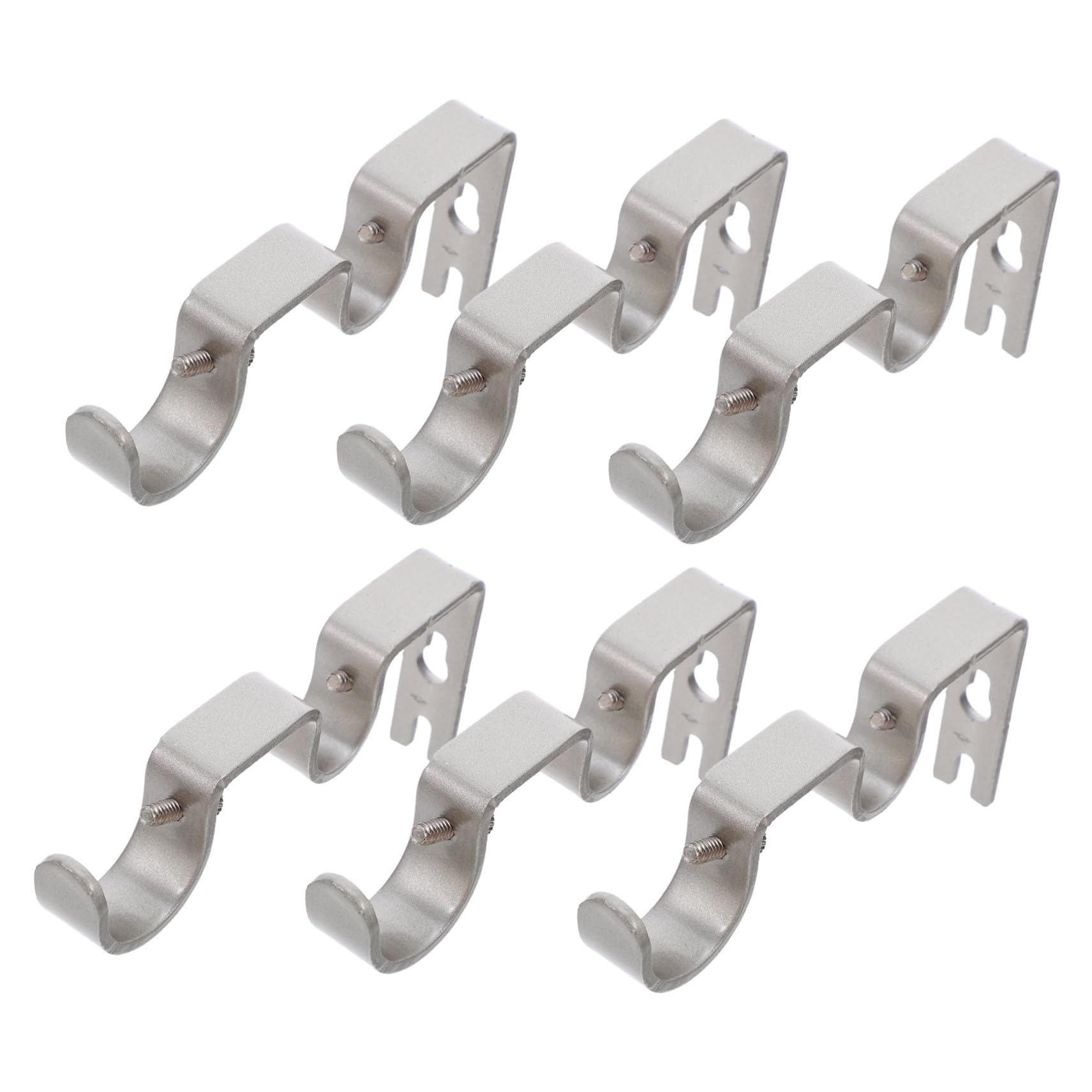 BESTYASH Supports de Tringle à Rideaux Doubles en Fer Argenté, Lot de 6