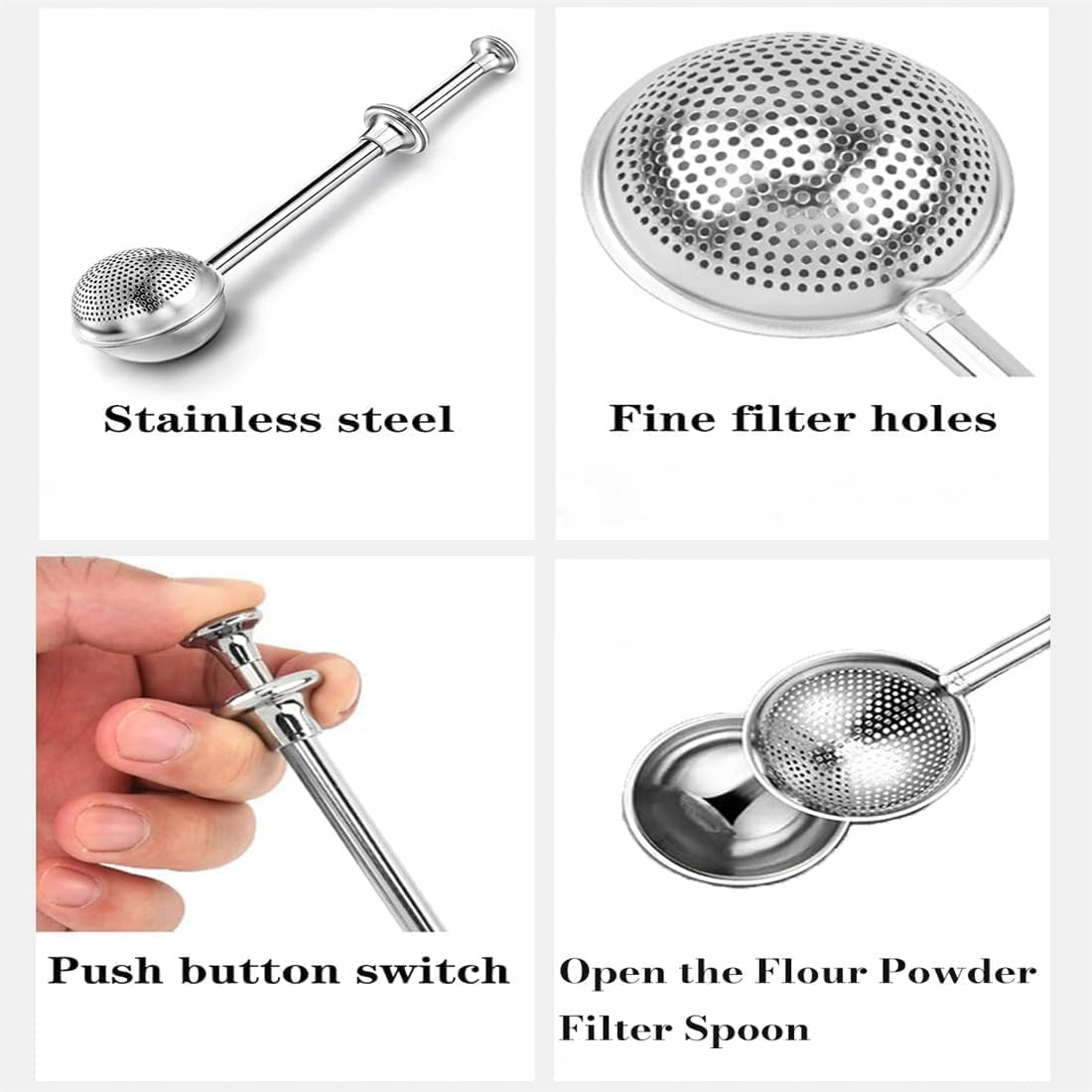 Powdered Sugar Shaker Duster Stainless Steel Dusting Wand Flour Sifter for Baking Flour Spices Baking Tools