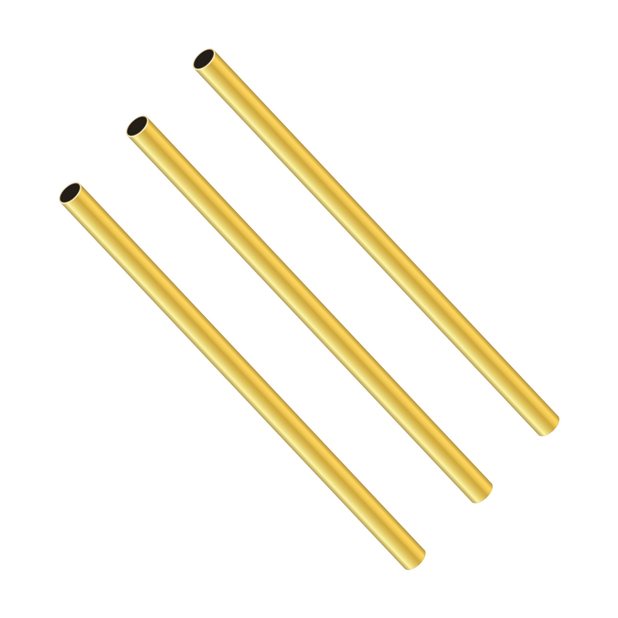 Lavmhab Gold Round Brass Tube 4.5Mm Od X 0.3Mm Wall Thickness X 200Mm Length, Seamless Round Brass Pipes Tubing For Diy Craft (3 Pcs)