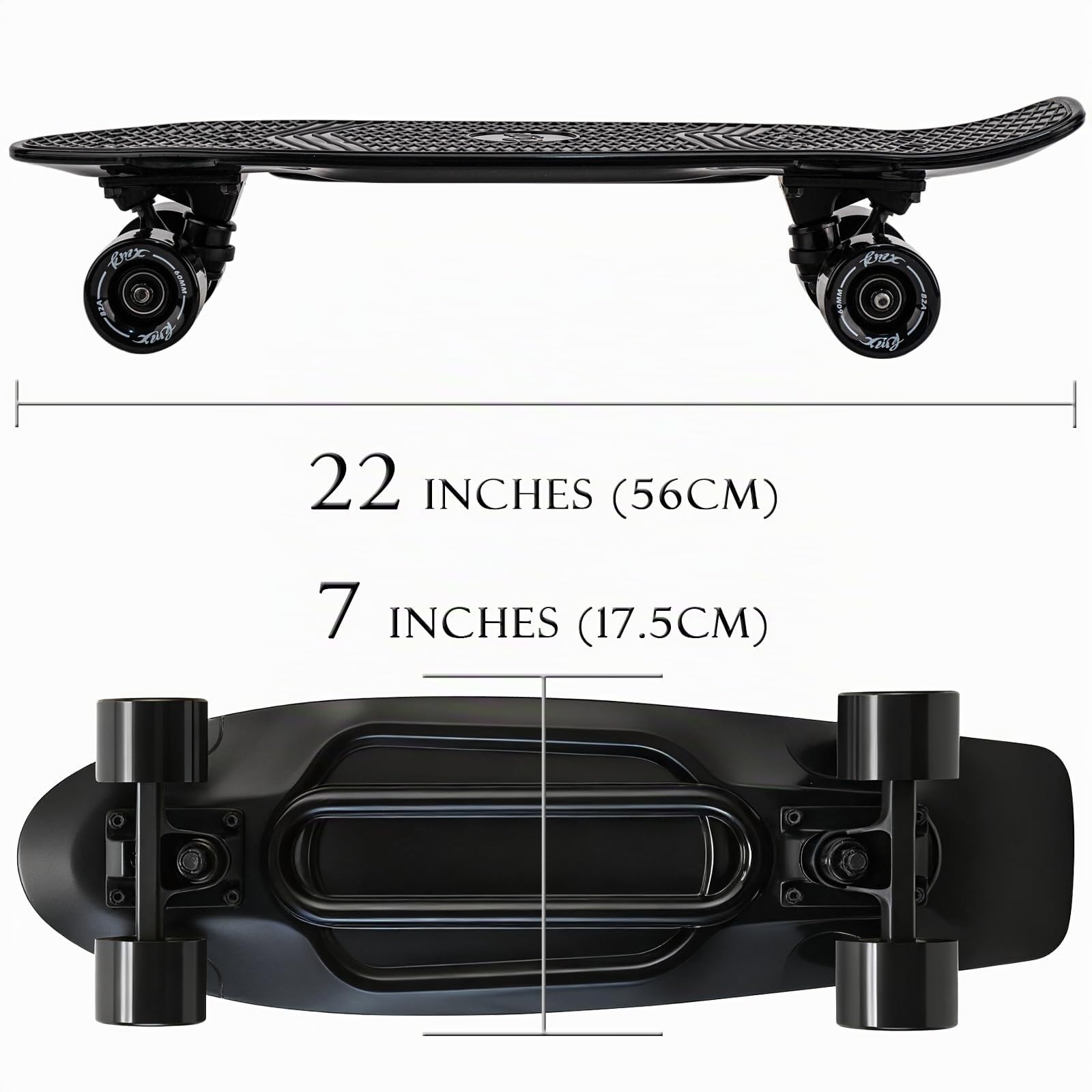 KMX Skateboard Mini Cruiser 22x7 Pouces Pro pour Enfants,Adultes | Format Compact pour Garçons,Filles,Enfants,Étudiants,Adultes.Roulements Lisse,Roues PU,Trucks Aluminium