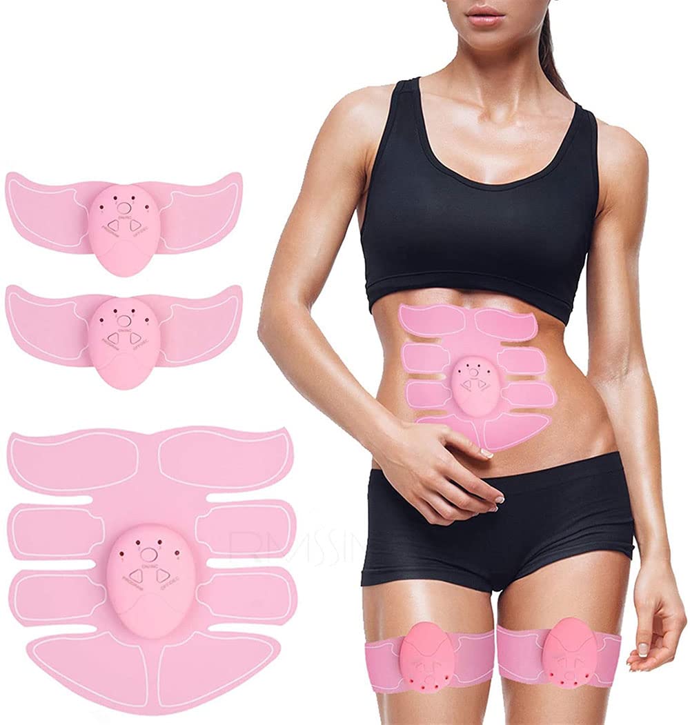 Różowy bezprzewodowy inteligentny trener mięśni brzucha EMS stymulator ciała fitness odchudzanie ABS biodra trener naklejki odchudzające