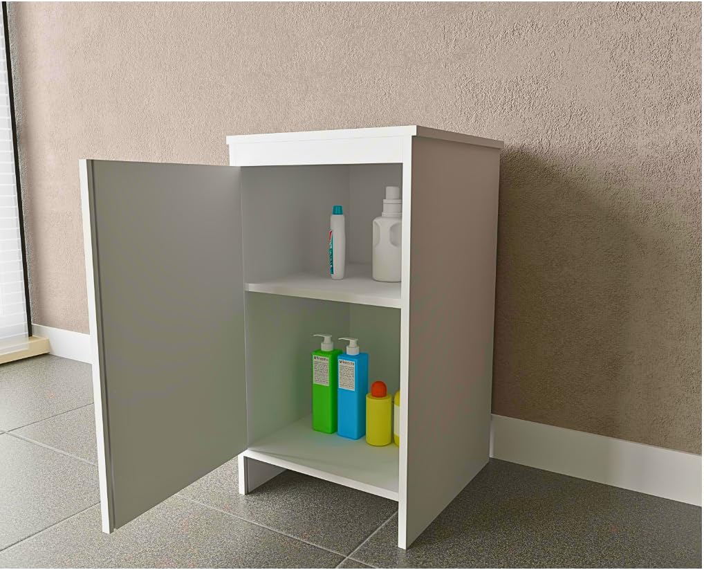NEGRARI, Mobile Base in Resina PVC, Resistente all'umidità, Ripiano d'appoggio interno, Adatto per interni ed esterni, L45 x P50 x H85 cm, bianco