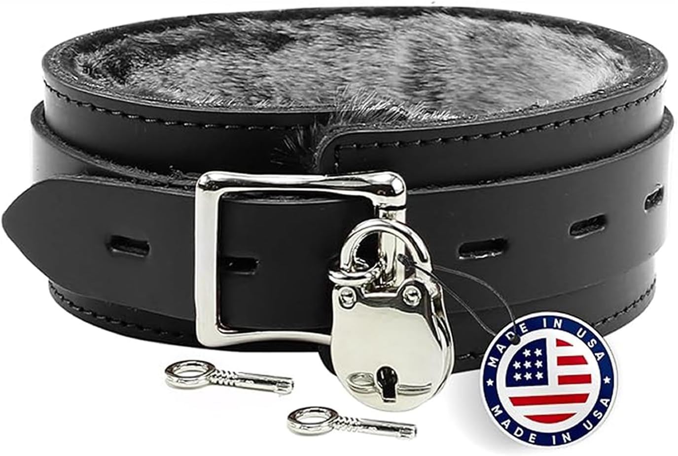 Astoria Collar Handmade Real Latigo Leather Luxurious Fur Choker Made in USA