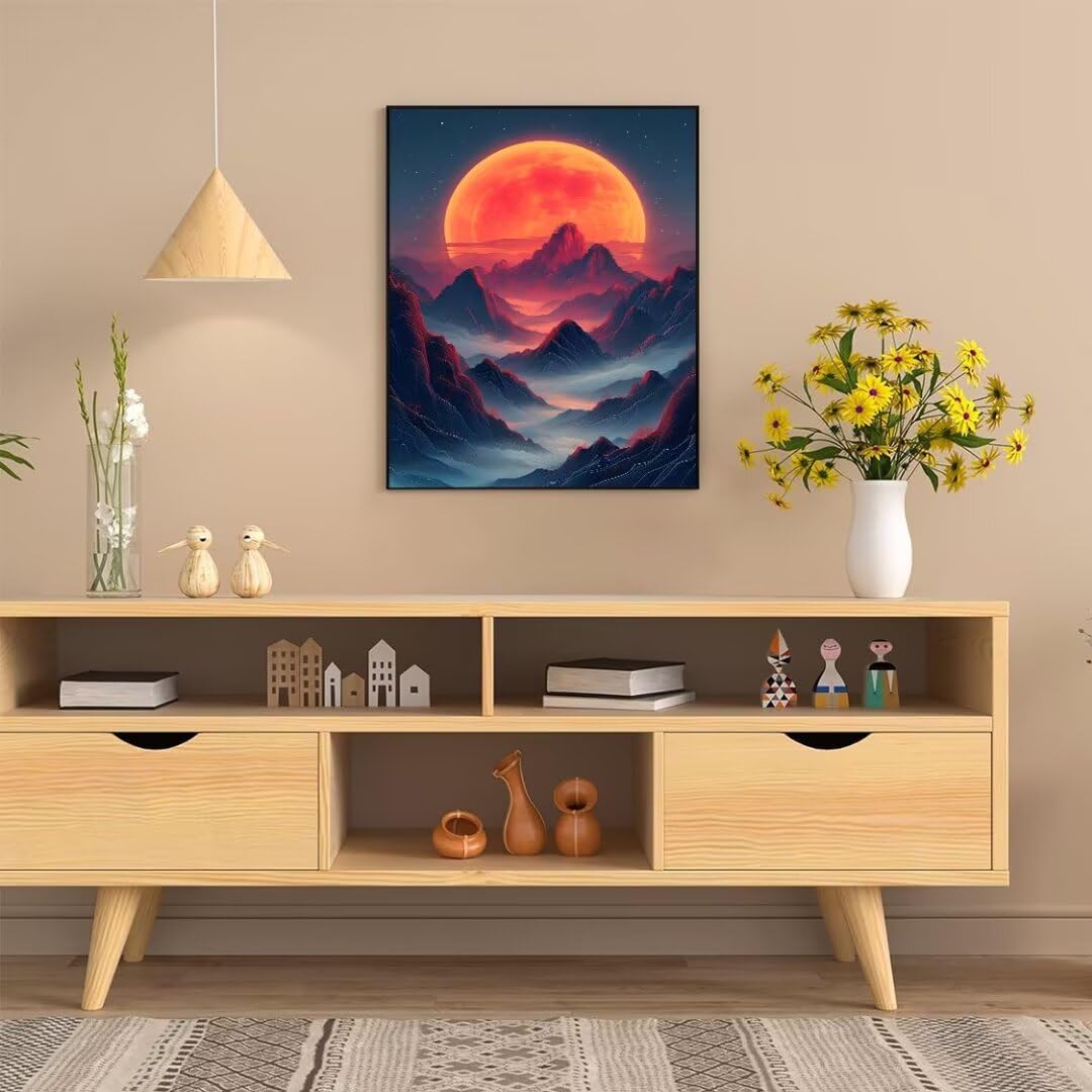 Pintura por Numeros montañas del sol Pintar por Numeros Adultos Niños, Paint by Number Kit con Pinceles y Pinturas Acrilicos, Cuadros por Numeros, Decoración para el Hogar (Sin Marco) 100x70cm w-4288
