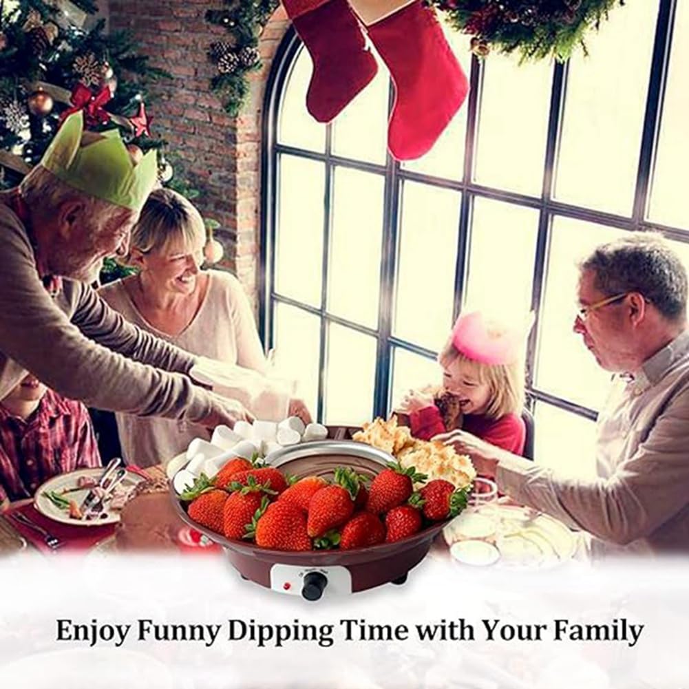 Juego de Ollas para Fondue, MáQuina EléCtrica para Hacer Fondue de Chocolate con 4 Tenedores, Kit de MáQuina para Fundir Queso, Control de Temperatura. Enchufe Europeo