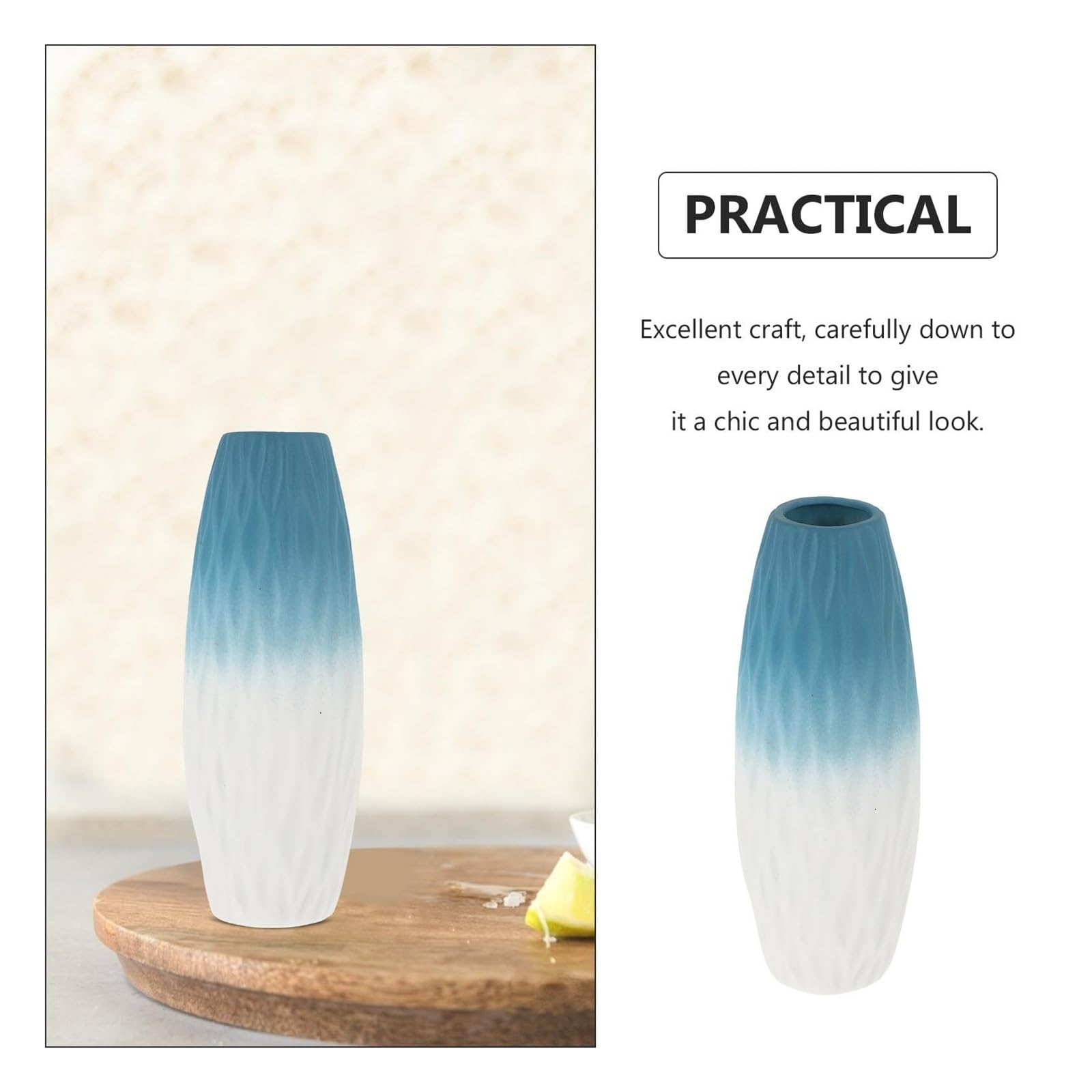 Vasen für die Wohnzimmerdekoration Keramik-Blumenvase, Farbverlauf, gestreift, dekorativ, blau, künstlerische Heimdekoration Fürs Wohnzimmer