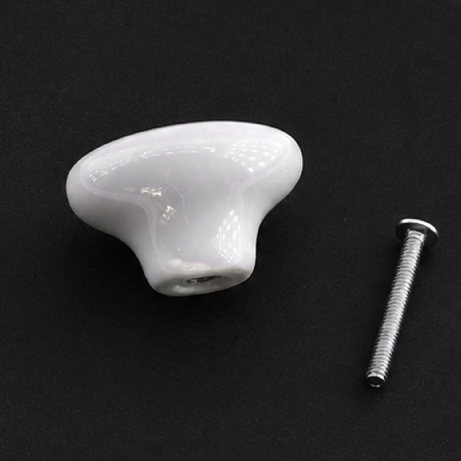 (1 Adet) Egg Oval Porselen Yuvarlak Beyaz Renk Kulp Mobilya Gardrop Dolabı Kapak Kulpu Çekmece Kulbu