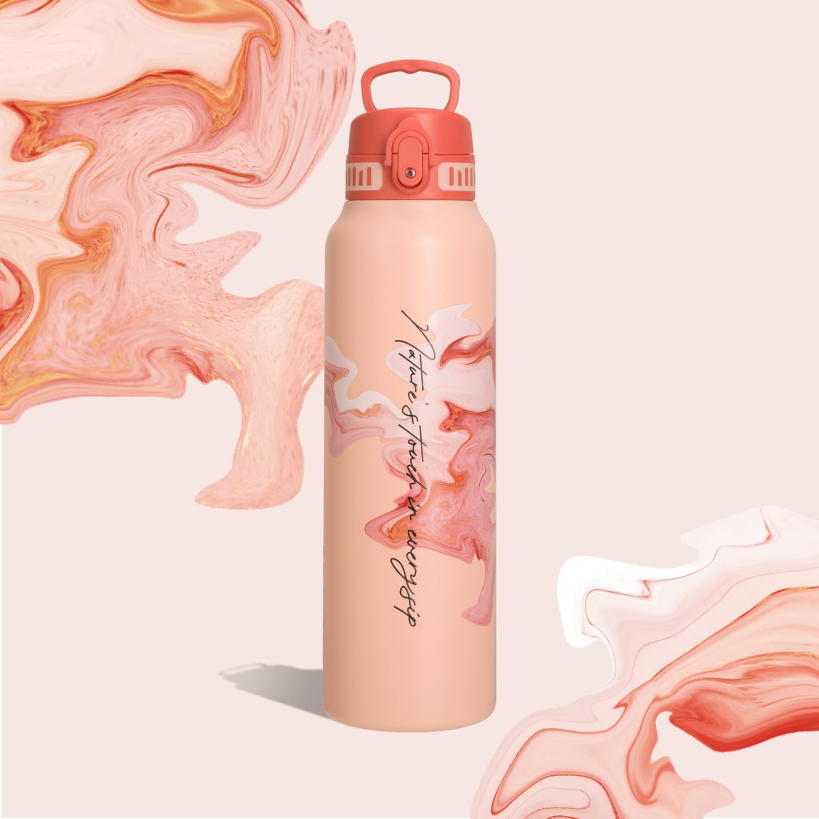 UZSPACE Borraccia in acciaio inox 1 l (970 ml), isolata con coperchio, apertura a 1 clic, a prova di perdite, per escursioni, sport, fitness, palestra, attività all'aperto