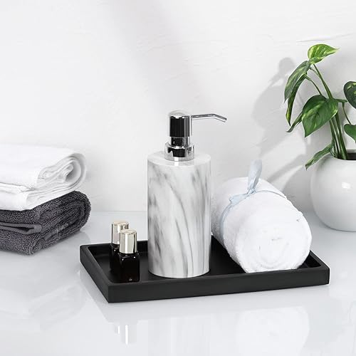 Miniatura 6 de Emibele Bandeja negra para baño, bandeja de resina para encimera, bandeja de almacenamiento de joyas, bandeja de tocador de cocina, inodoro, bandeja