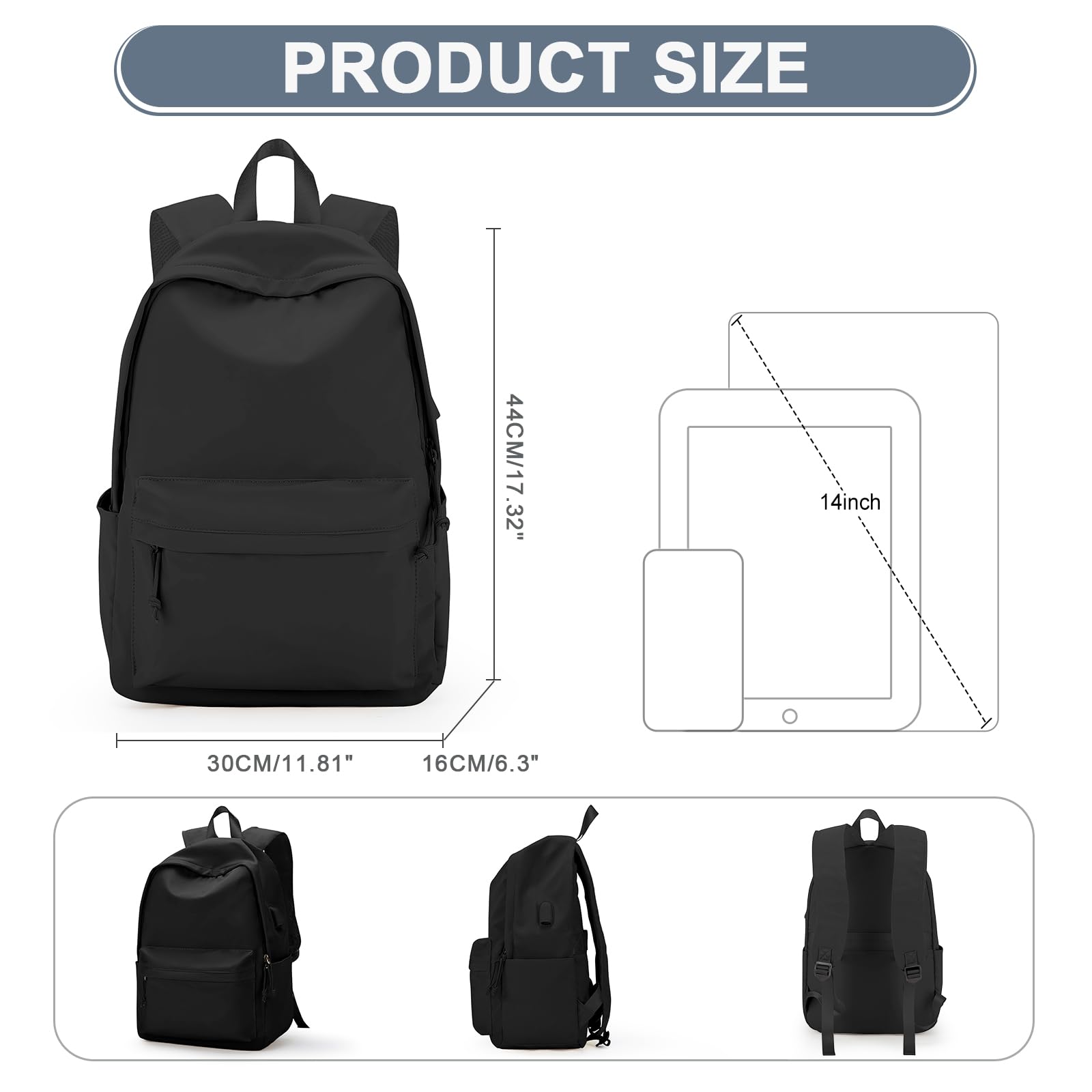 WEPLAN Zaini Scuola Superiore Ragazza Zaino Scuola Media Zaino Università Zainetto Cartella Casual Daypacks Borsa da Scuola Zaino Donna Scuola Viaggio Impermeabile Backpack Zaino porta PC 14 Pollici