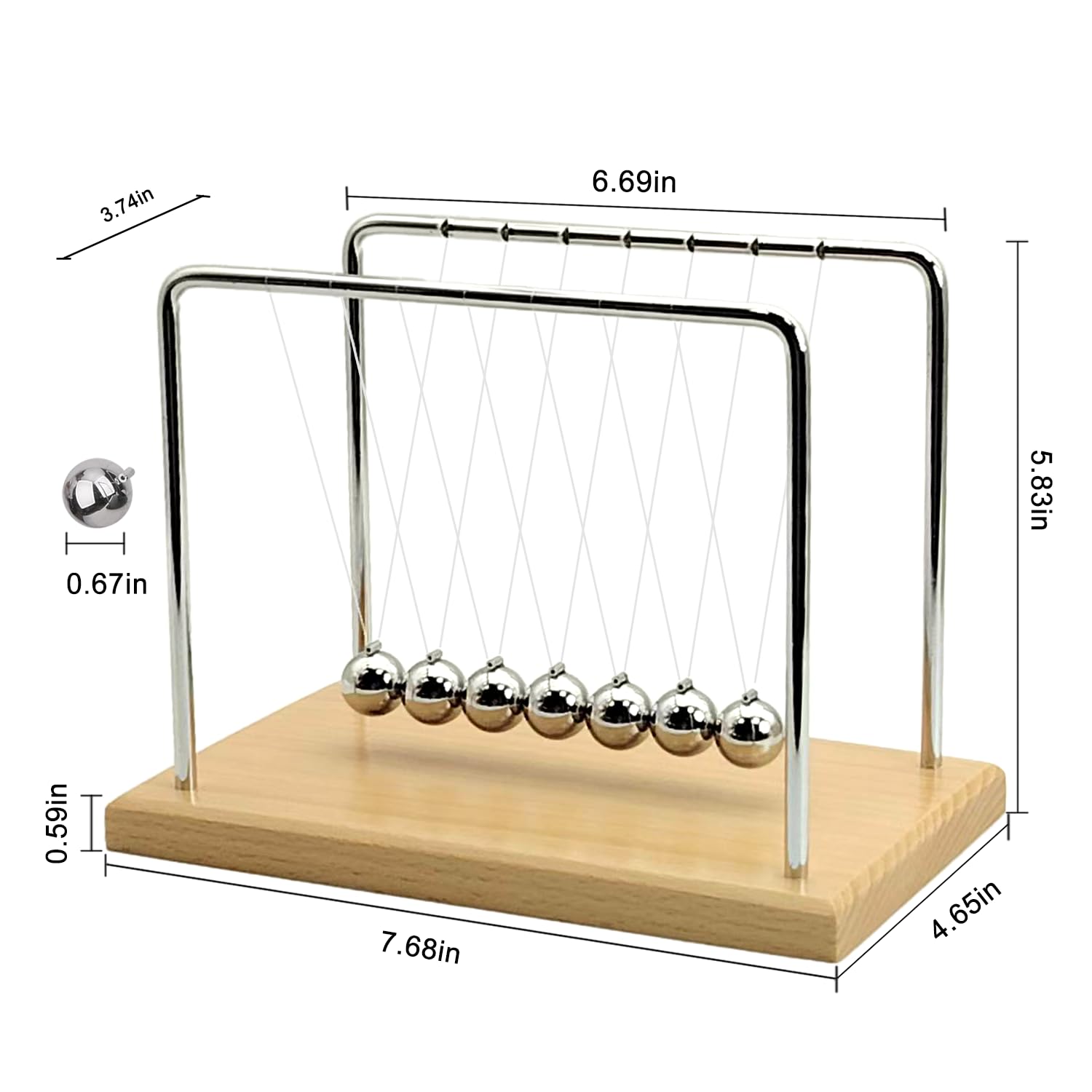 QLKUNLA Newtons Lot de 7 balles d'équilibre pour berceau - Décoration de bureau - Jouet cinétique pour la maison et le bureau (hêtre)