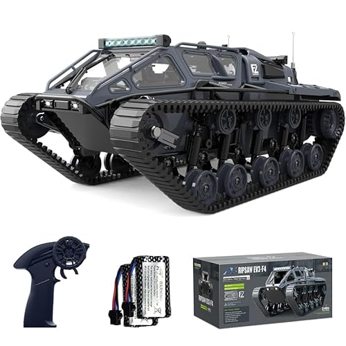 Ritaosan キャタピラー ラジコンカー 子供向け 人気 オフロード ラジコン RCタンク 27CM 高速 装甲車 ハイスピード 戦車 2.4Ghz 360°回転 LED付き 開閉可能なドア 充電式 充電池2本付き 電動 おもちゃ リモコンカー 技適認