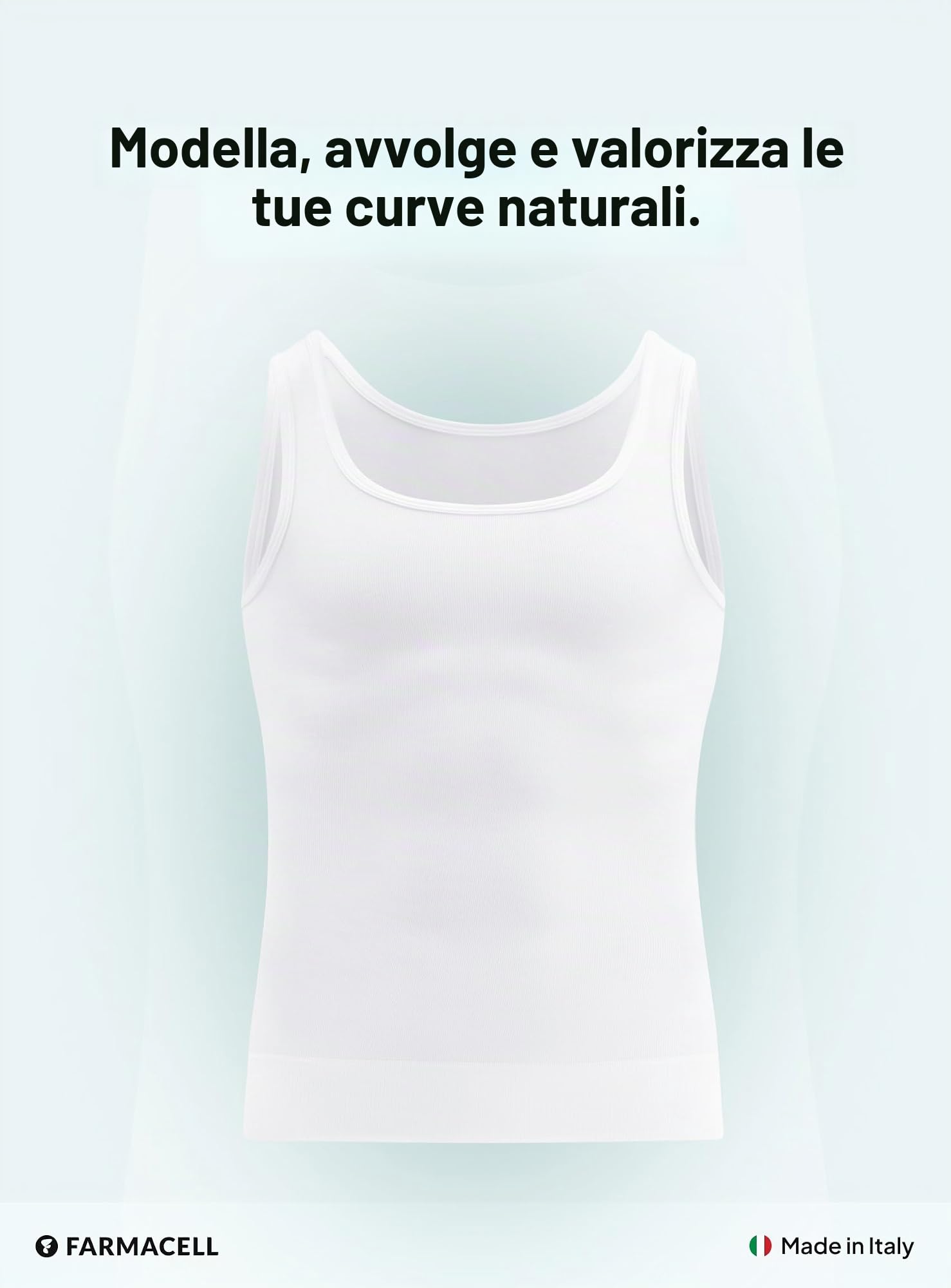 FarmaCell Canottiera Contenitiva Uomo, Compressione Totale Petto e Addome, Intimo Modellante in Cotone, Made in Italy, 418