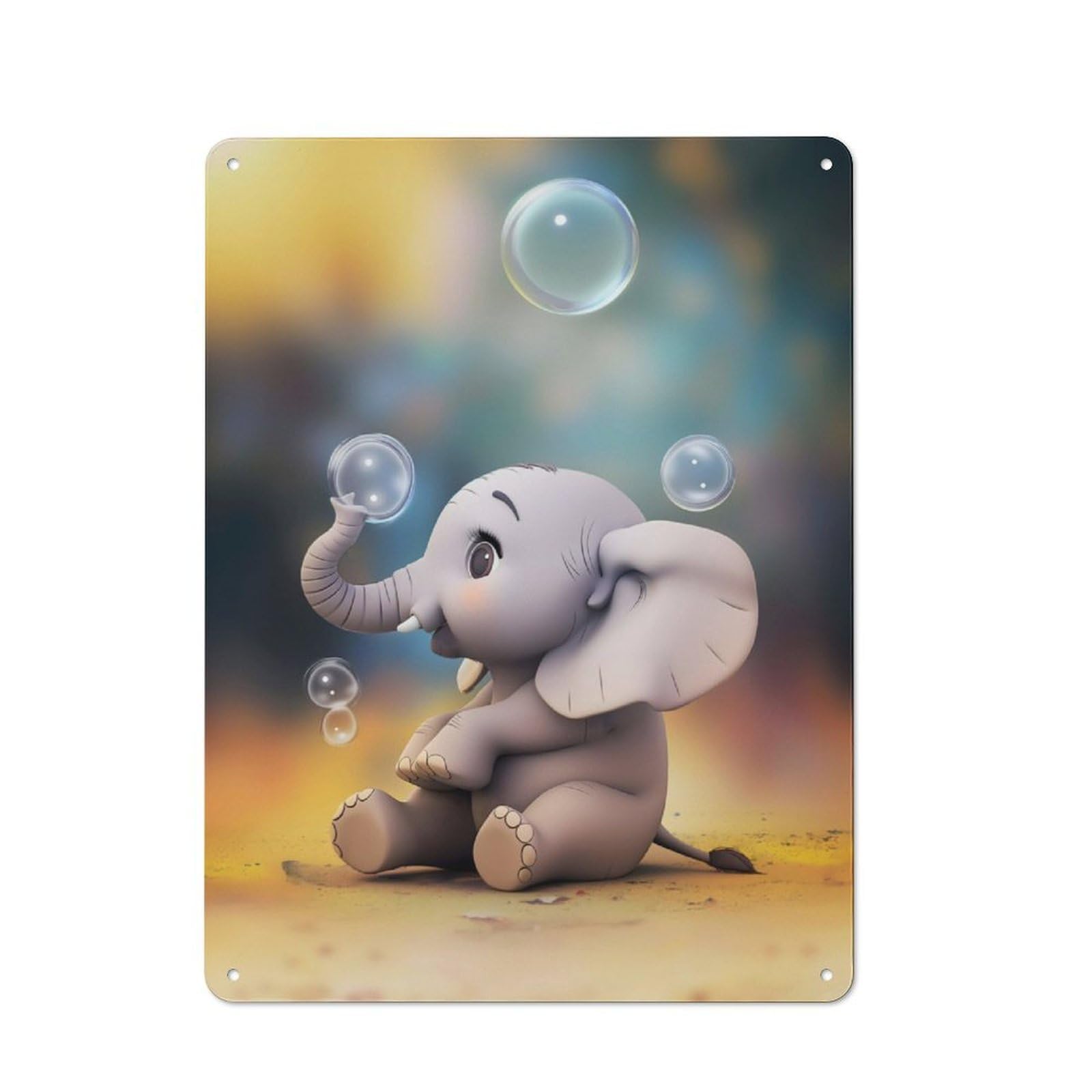 Junmoney Elephant Blowing Bubbles Vintage Tin Wall Plaque 40X30cm For Workshop Wall, A Decorative Christmas Gift For Makers And Diy Enthusiasts