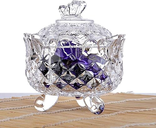 Miniatura 2 de Plato de cristal para dulces, juego de tarros de cristal pequeños con tapa, tarro de galletas, recipiente para platos de joyería para el hogar,