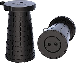 Sgabello pieghevole per esterni, con base telescopica, portatile, pieghevole, da campeggio, colore: nero