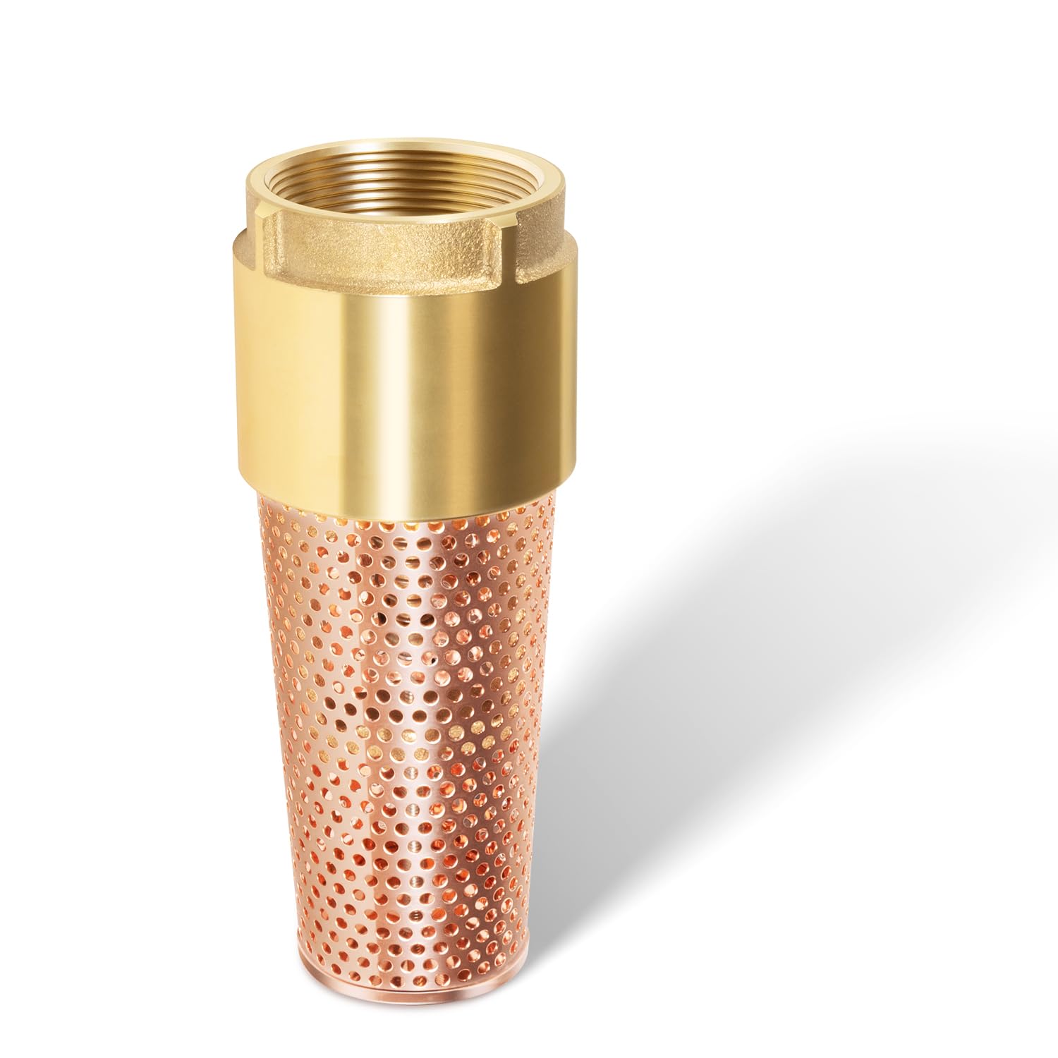 2" Foot Valve with Zebra Mussel Strainer - Universal One-Way Female NPT Thread Check Valve, Solid Copper Construction for Irrigation Pumps, Lakes, Wells, and Ponds