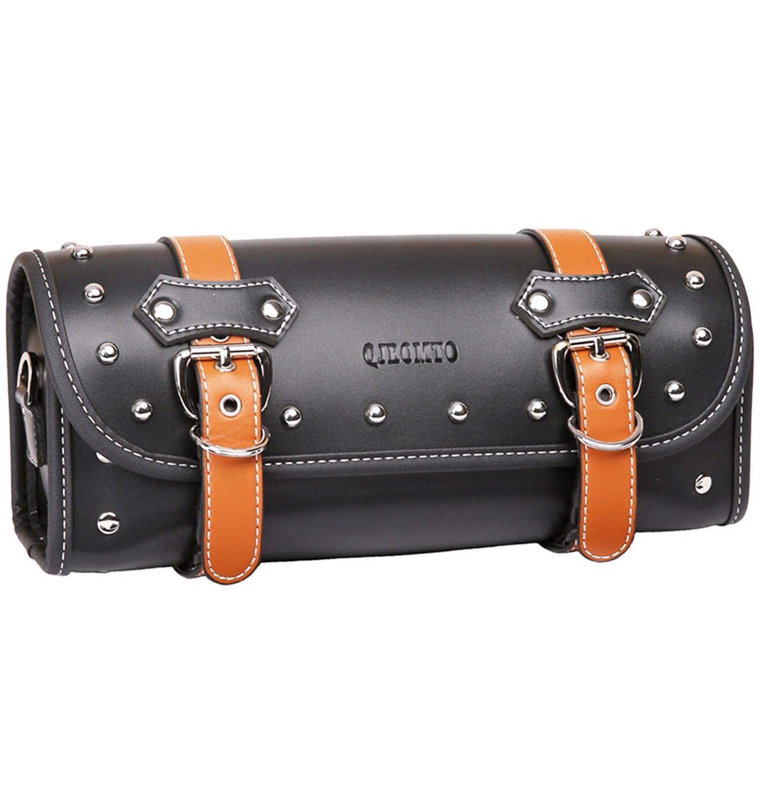 Motorcycle PVC Leather Tool Bag -Universal Fork Bag, Motorcycle Handlebar Bag Motorcycle Tool Bag Motorcycle Roll Bag Saddlebags Handlebar Bag Sissy Bar Storage Tool Bag With 2 Straps(black)