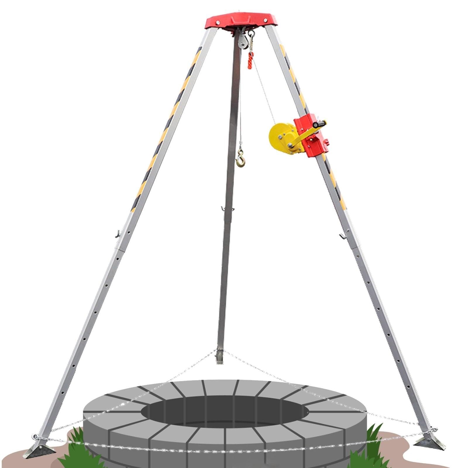 HUIMMZ Adjustable Rescue Tripod Kit for Vertical Entry Confined Space Winch System with 1200 lb Steel Cable and