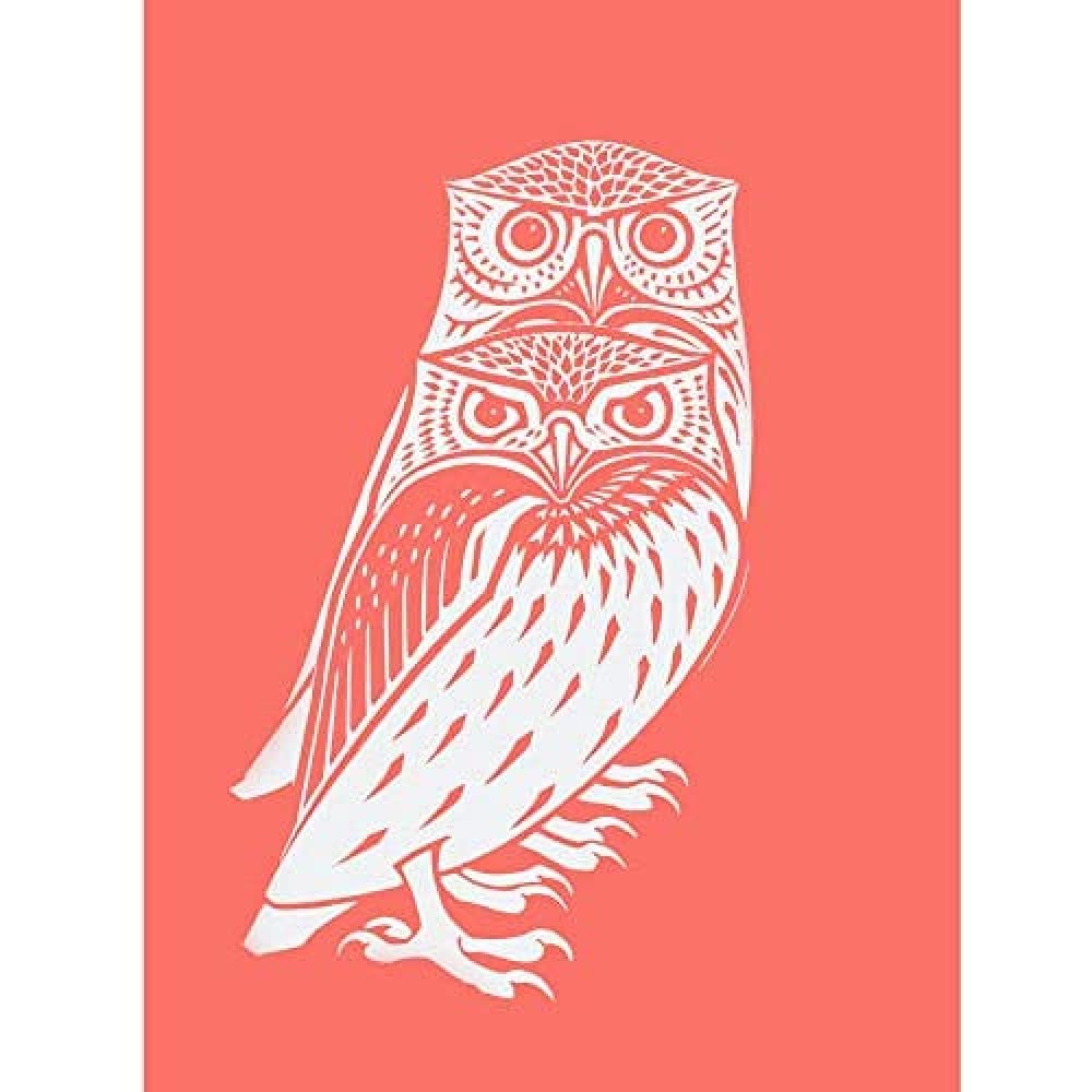 Wee Blue Coo Living Coral Owls Julie De Graag Unframed Art Print Poster Wall Decor 12x16 inch