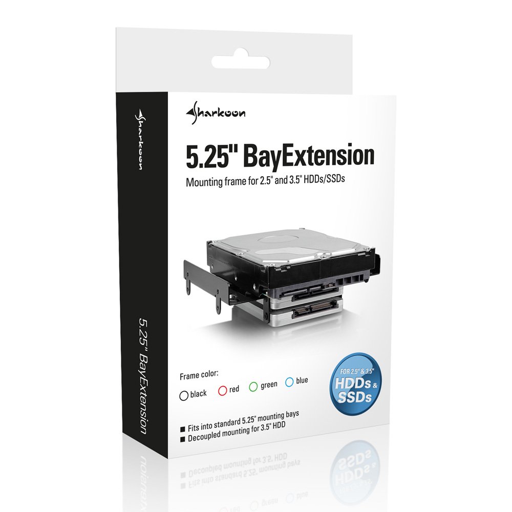 Sharkoon BayExtension - Marco de Montaje para Discos Duros HDD/SSD 5,25", Negro