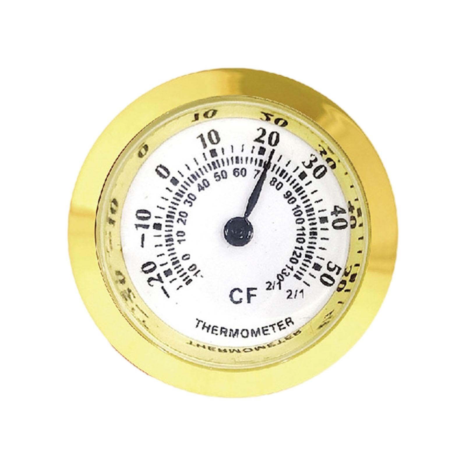 FashionCha Mechanical Thermometer with Large Digits And Round Dial for Indoor And Outdoor Use, E.g. for Closet, Garage, Flower Shop Or, Gold 27mm