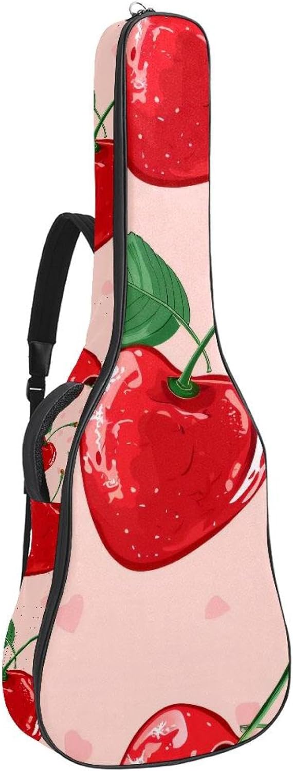 40 41 42 Inch Acoustic Guitar Bag, 0.4 In Thick Sponge Padded Guitar Case Gig Bag with Back Hanger Loop and 2 Pockets, Seamless Bright Skulls