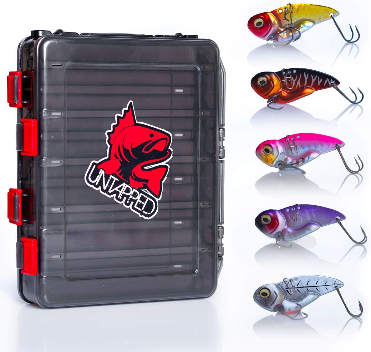 Untapped fishing Premium Fishing Lures for Bass, 6pc Ultra Lure kit Comes with a Bonus Double Sided Tackle Box. Hard Metal Spinner baits kit Alternative