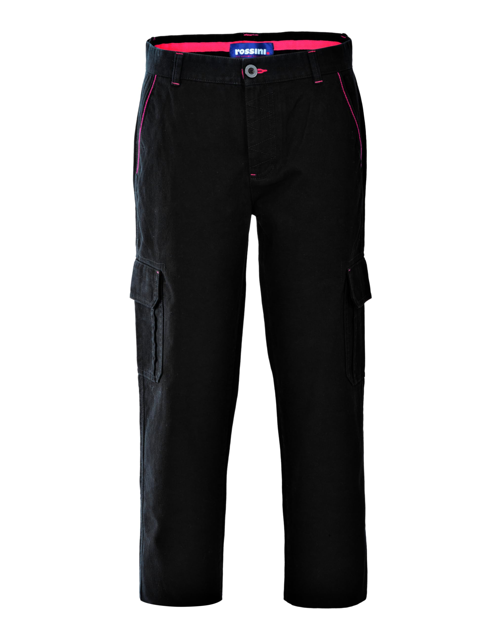 Rossini A85020 – Pantalones de trabajo, 100% algodón sarga, cintura elástica, cierre con cremallera y botón