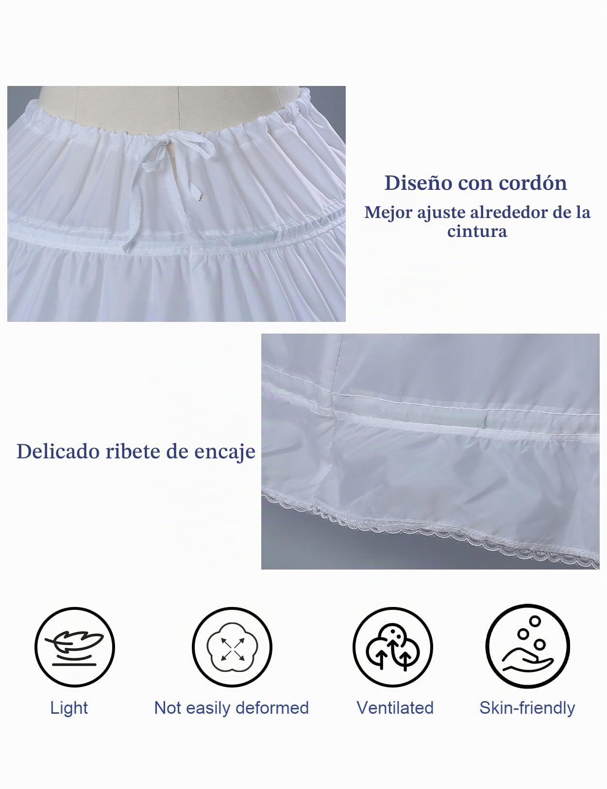 BEAUTELICATE Cancan Mujer Crinolina Enaguas para Vestidos Faldas Novia 6 Aros hasta el Piso