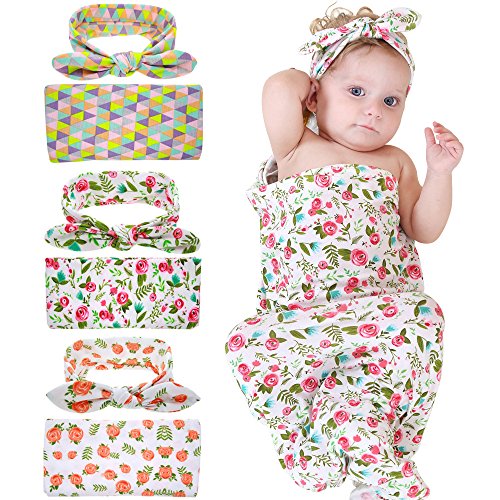 Image of Bigface Up Swaddle Sack,Newborn Baby Sleep Blanket with Headband (3 Sets)