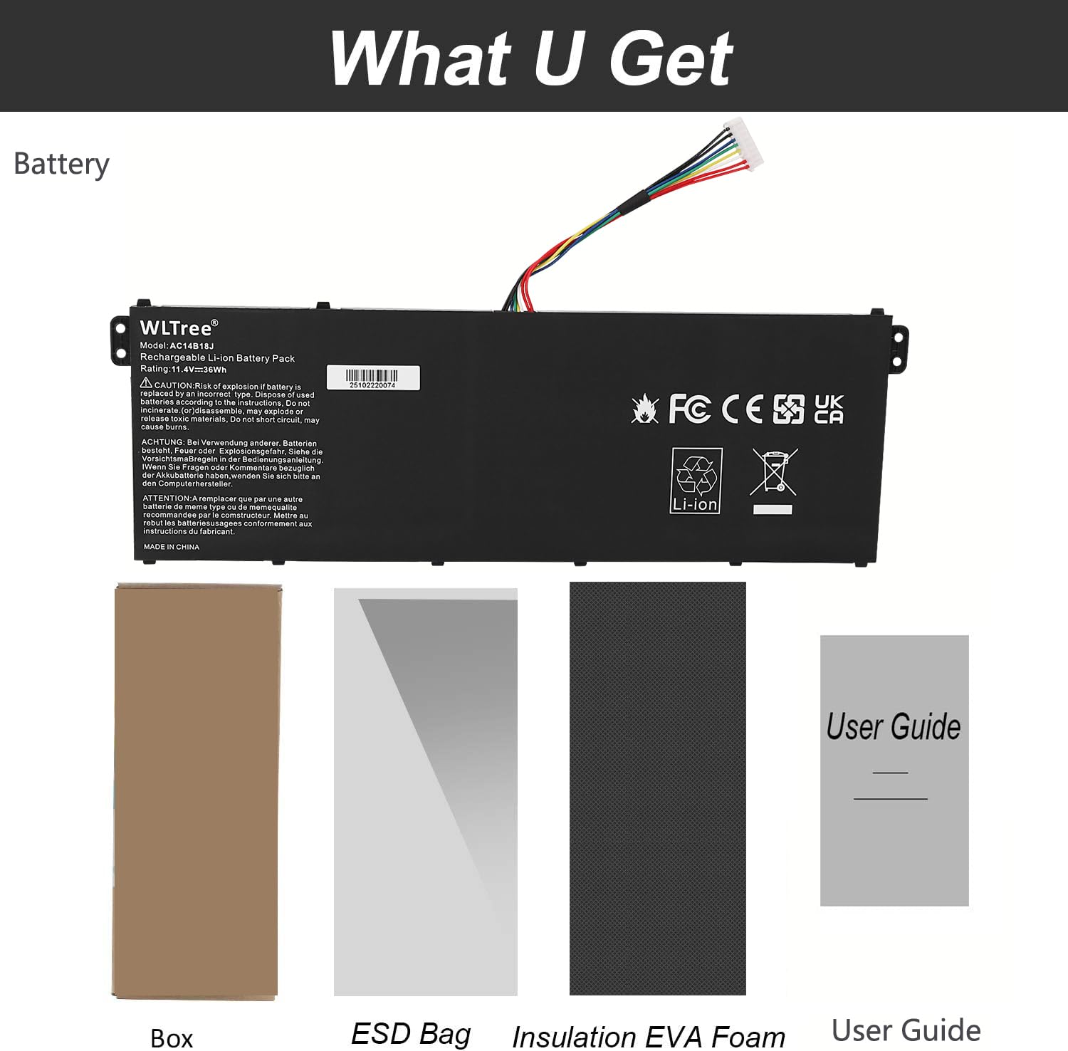 AC14B13J AC14B18J 3ICP5/57/80 Batteria per Acer Aspire ES1-111M ES1-131 ES1-521 ES1-522 ES1-531 ES1-533 ES1-571 ES1-731 ES1-731G, Chromebook 11 CB3-111 13 CB5-311, Extensa 2519 Battery