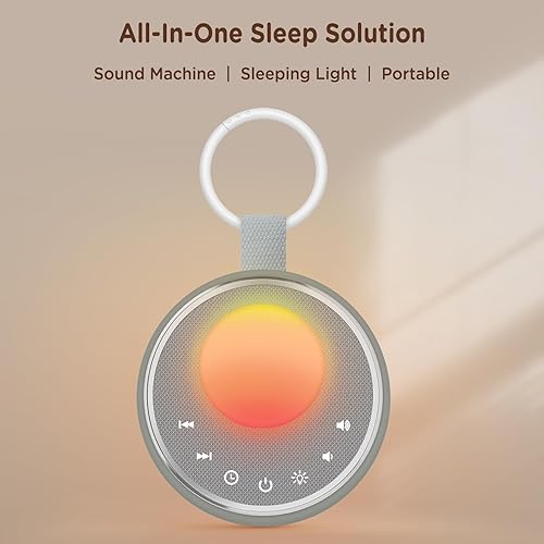 Vista 2 de Peakeep Máquina de sonido portátil de ruido blanco, luz para dormir para adultos y bebés, altavoz claro y fuerte, audio continuo de 25 horas