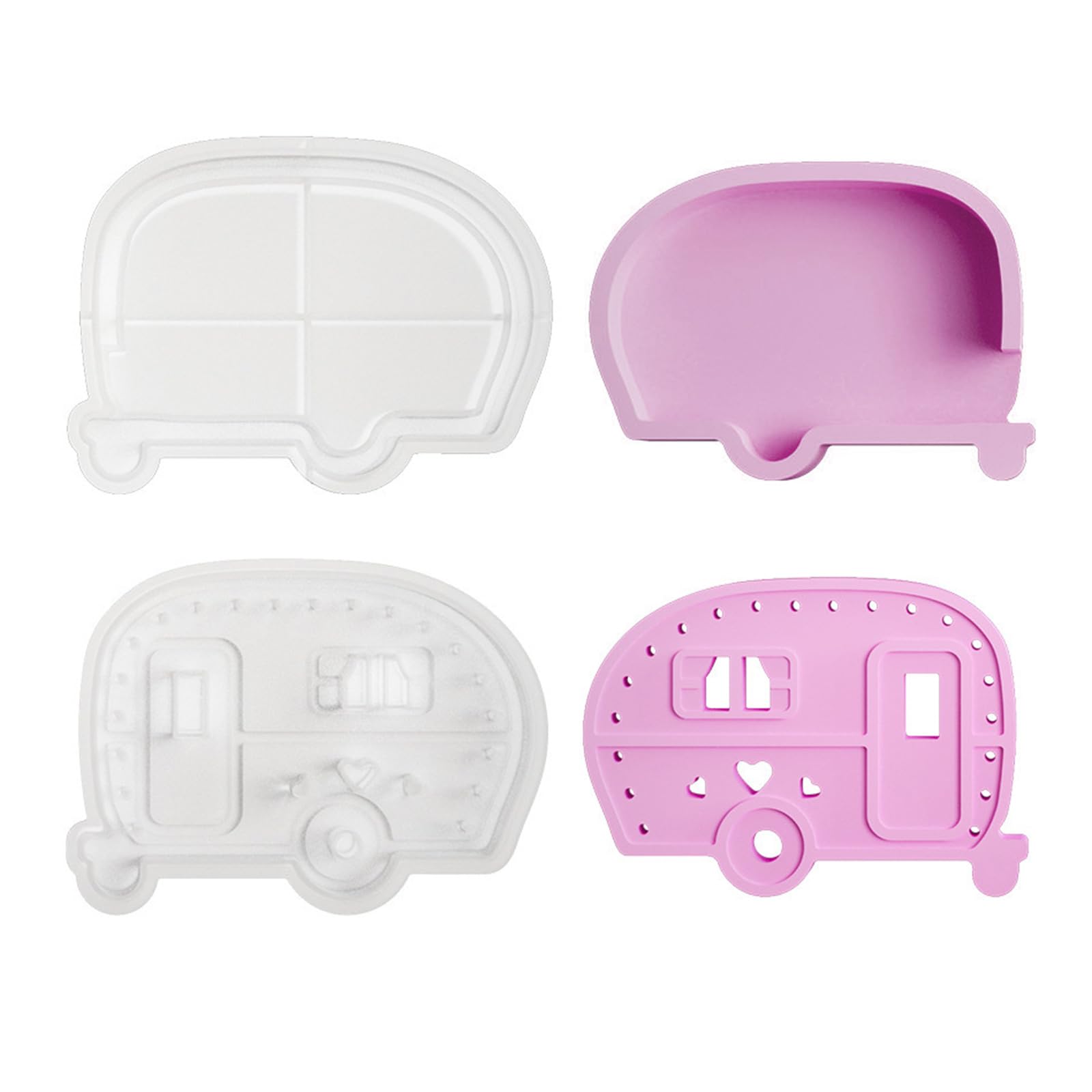 Jazuaiao 2Pcs Toy Bus Silicone Candlestick Molds Hollowed Bus Silicone Holder Molds for Tealight Holder Home Decoration Mold