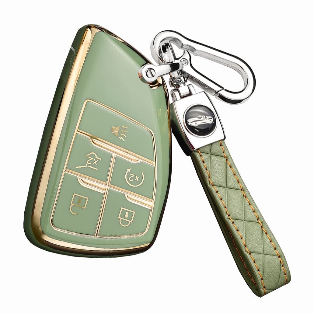 ontto Coque de clé en TPU pour télécommande intelligente Chevrolet Suburban - Protection complète pour Buick Envision - Vert