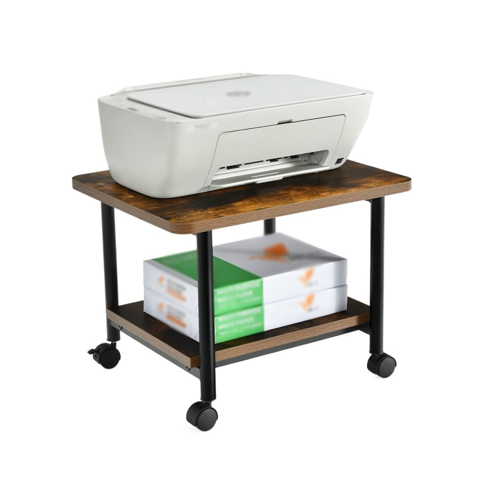 Soporte industrial para impresora de viento de 2 niveles, para coche, oficina en casa, con ruedas, estante para impresora