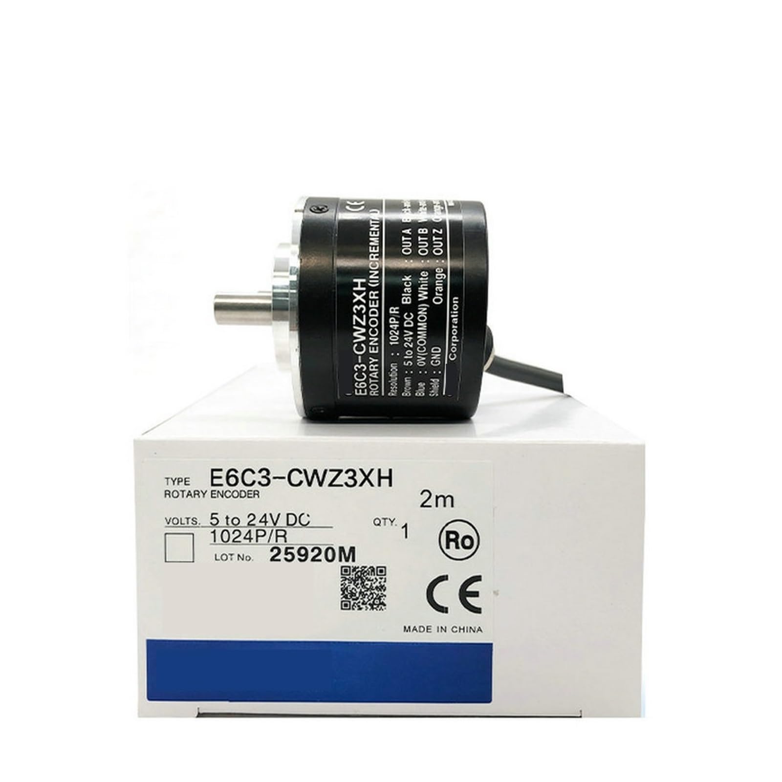 Encoder Rotatorio, E6C3-CWZ5GH / CWZ3XH Incremental Resistente De 50 Mm De Diámetro. Codificador Rotatorio 100 200 360 500 600 1000 1024 2500 PPR(E6C3-CWZ5GH,2000PPR)