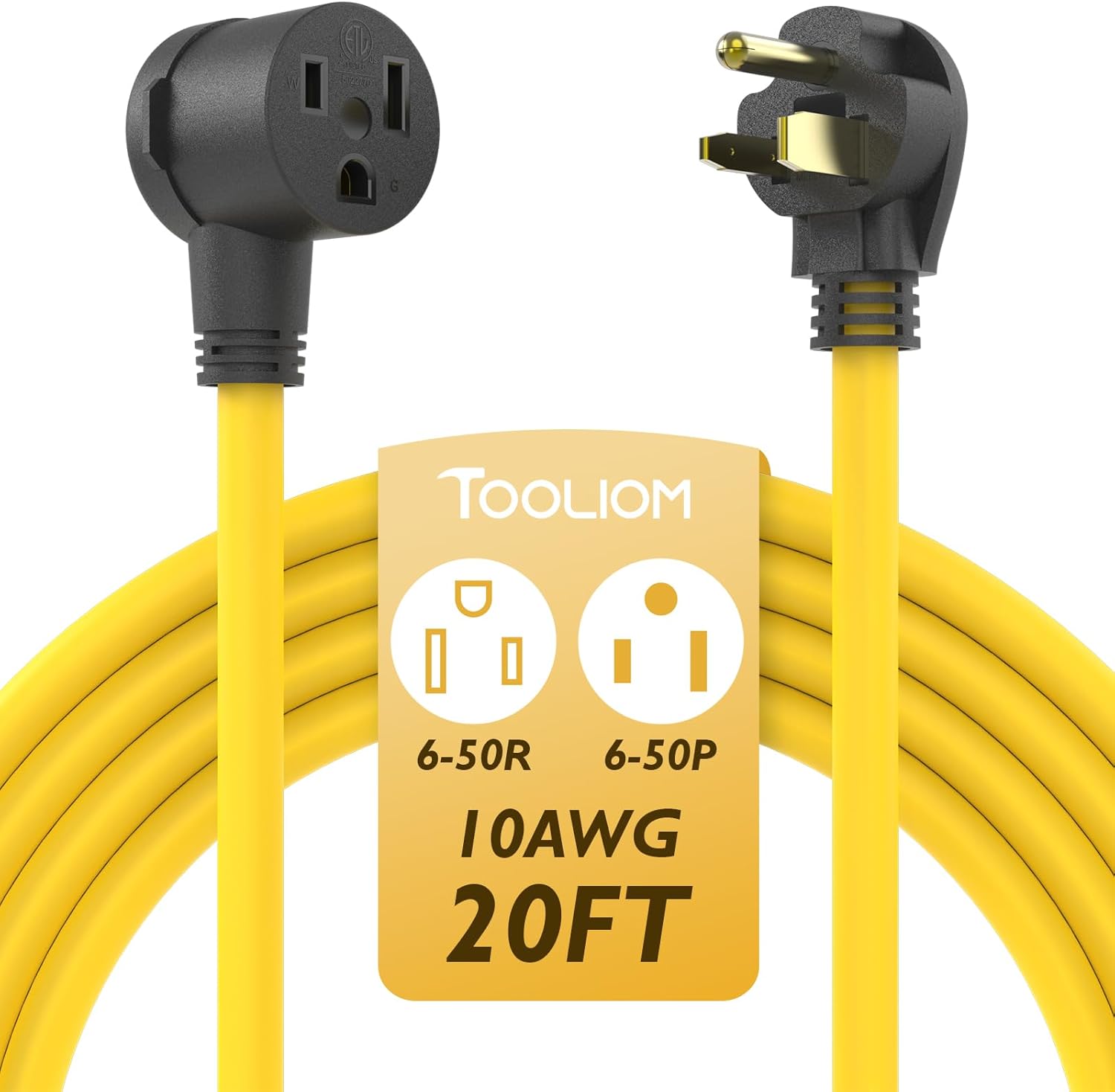 TOOLIOM 30A 10AWG 20FT Welder Extension Cord 6-50P to 6-50R Heavy Duty Power Extension Cord for Welding Machines with ETL Approved