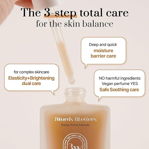 Miniatura 4 de 3W8L Suero energético activo de 1.69 onzas líquidas  Ampolla facial vegana para todo tipo de piel  Suero facial calmante e hidratante  Cuidado de la