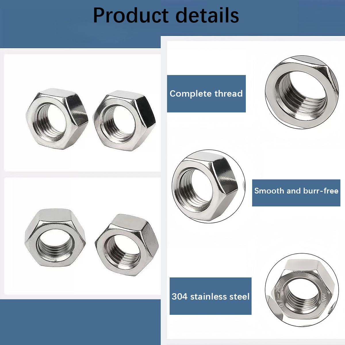 Asta filettata M8 304 in acciaio inox antiruggine, 12 barre filettate M8 x 100 mm, 24 dadi M8, filettatura completa per fai da te, costruzione di macchine, montaggio di mobili, resistente alla