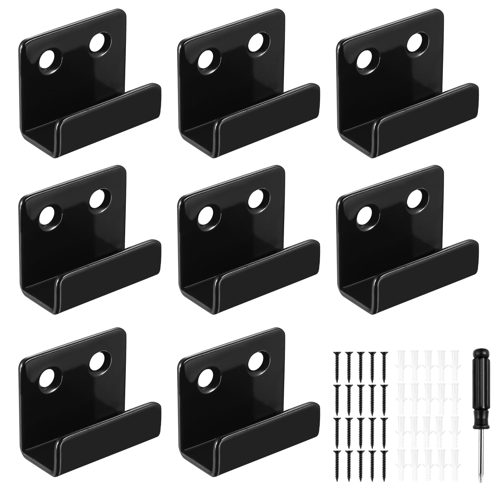 Staffe a U Ganci da Parete in Acciaio Inox Larghezza Interna 10 mm Nero 8 Pezzi