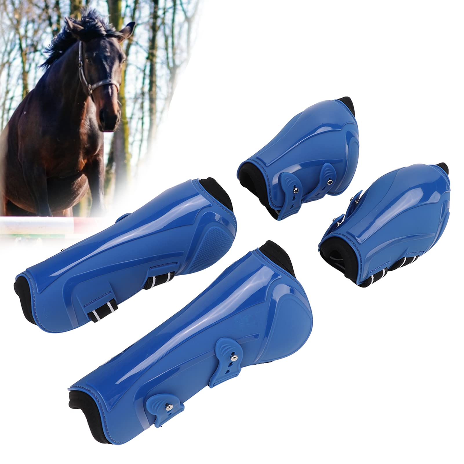 Stivali da cavallo, Paratendini per cavalli, Stivali per zampe di cavallo, Protezioni per le zampe posteriori anteriori ispessite, Elastico in PU traspirante, per equitazione, (Juego de cuatro XL