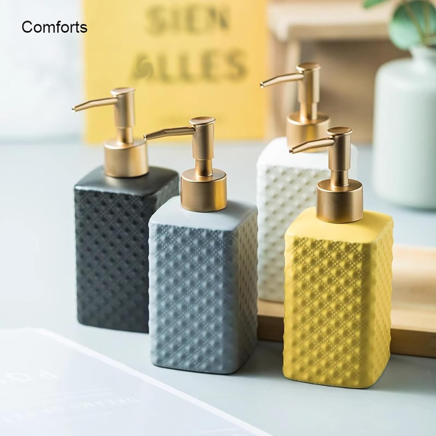 Dispenser di Sapone per I Piatti, Dispenser di Sapone da Cucina da Appoggio, Ceramica Liquida Portatile Ricaricabile con Pompa Antiruggine per Cucina, Bagno, Fattoria (Color : G)