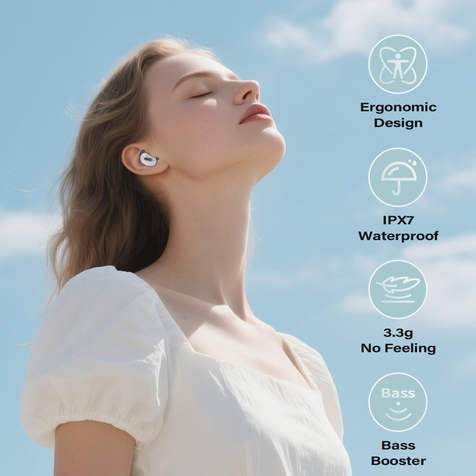 Bluetooth Kopfhörer In-Ear Schlafkopfhörer Mini ANC Kopfhörer Kabellos | Kabellose In-Ear Kopfhörer gegen Schnarchen. Perfekt für Seitenschläfer: Weiches Silikon, ohne Warn-Töne & 48 Std. Laufzeit.