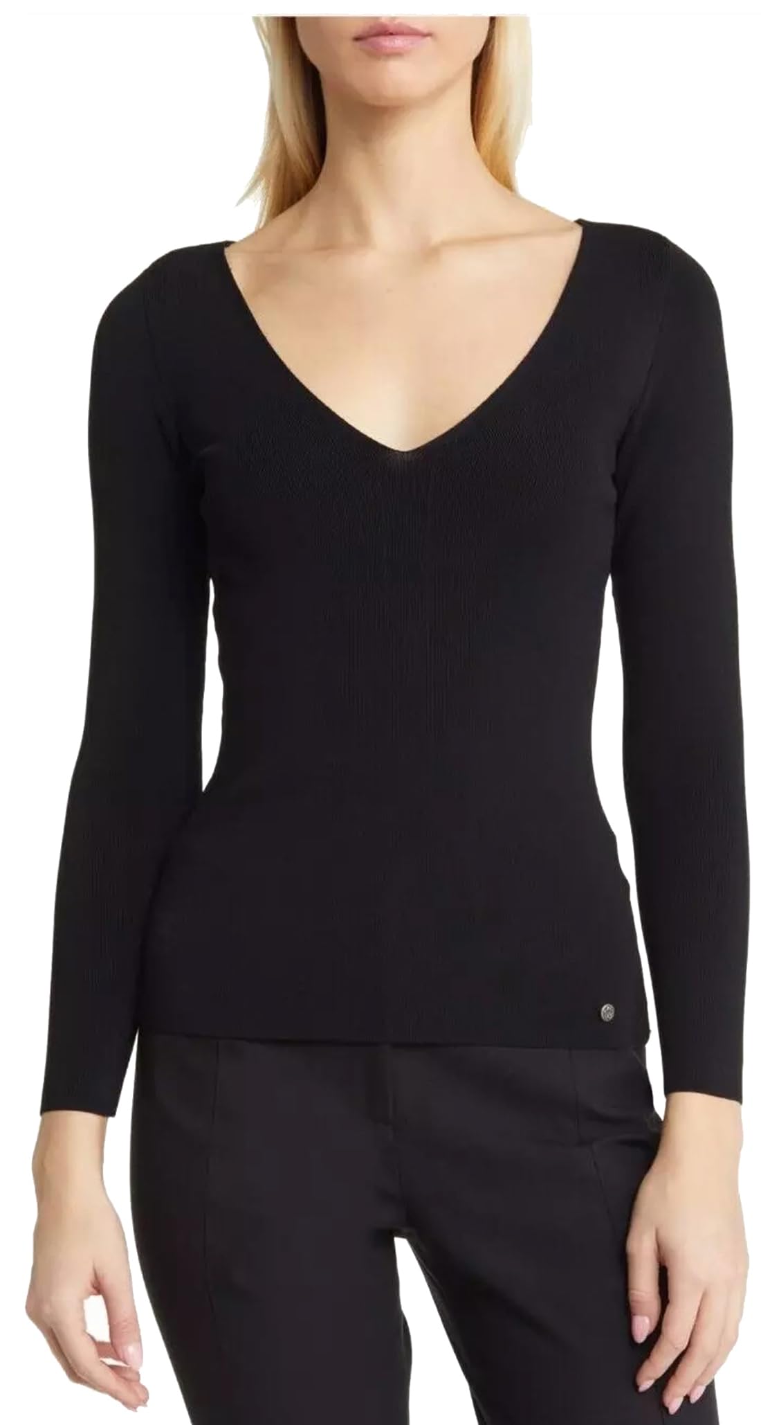 V Neck Full Sleeves 100% Cotton Rib Top