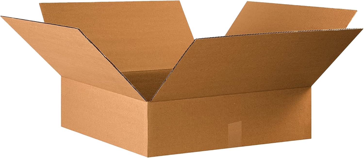 PARTNERS BRAND 22x22x6 Flat Corrugated Boxes, Flat, 22L x 22W x 6H, Pack of 15 | Shipping, Packaging, Moving, Storage Box for Home or Business, Strong Wholesale Bulk Boxes