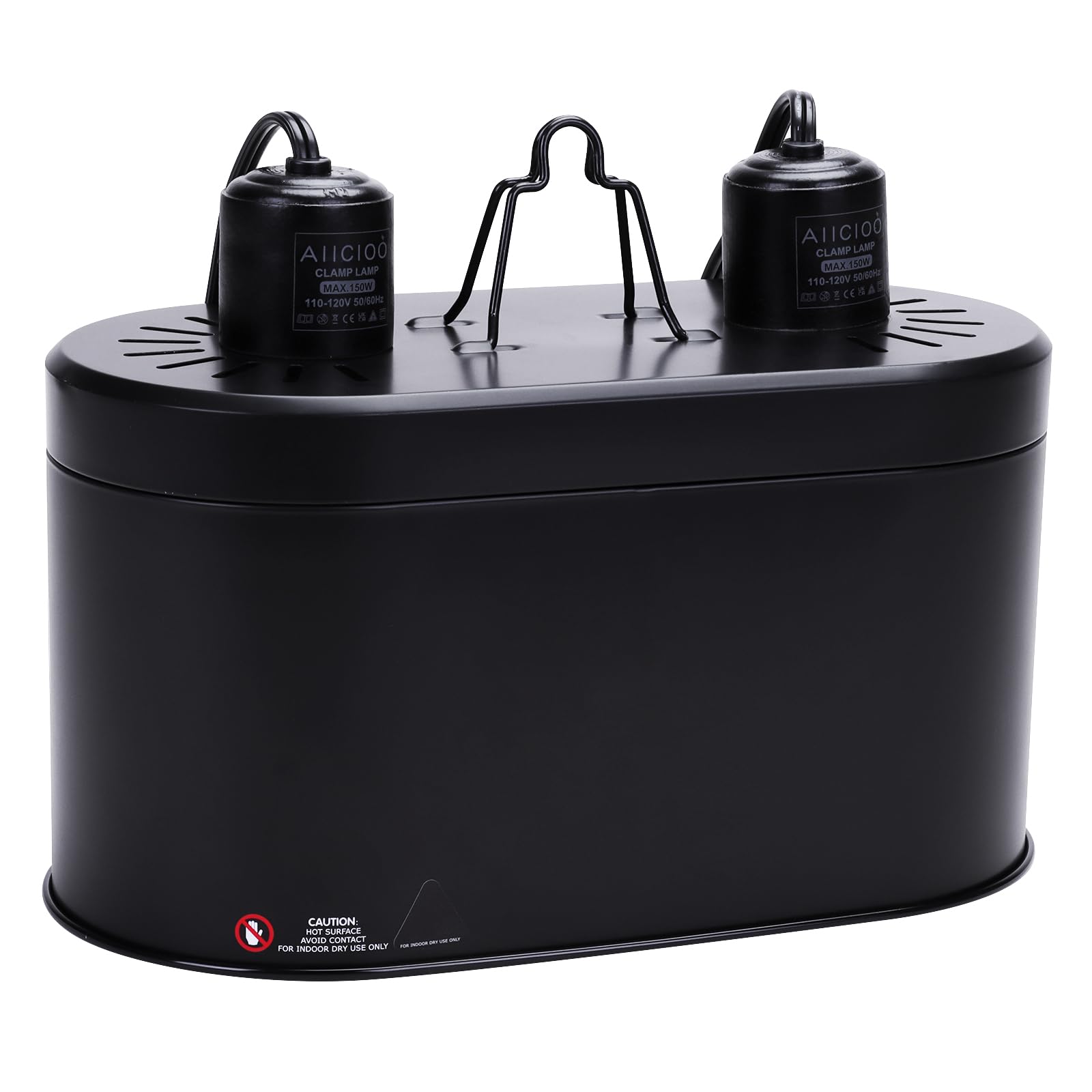 Aiicioo Dual Reptile Light Fixture 150W Double Dome UVB lamp Fixture Reptile Combo Deep Dome Lamp Fixture with Independent Switches for Reptile Terrarium and Tortoise Habitat