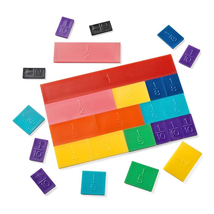 Buy hand2mind Plastic Rainbow Fraction Tiles, Montessori Math Materials