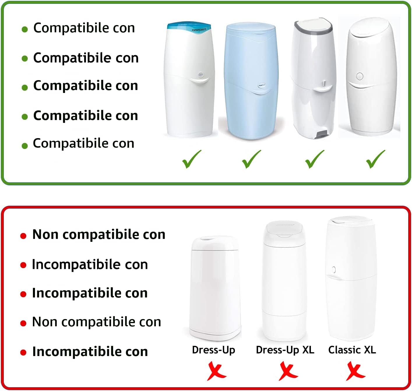 Ricarica compatibile Foppapedretti Mangiapannolini Maialino Angelcare Litter Locker II (4 szt.)
